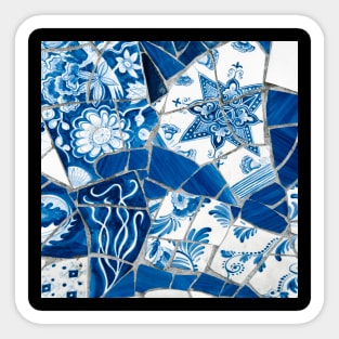 Antique Dutch Delft Blue Mosaic Tiles Sticker